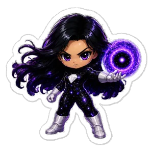 Black Emerald Kiss-Cut Sticker: FCU Chibi